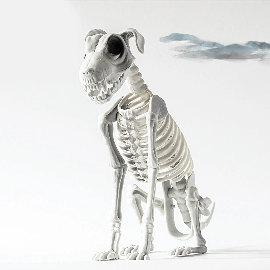 Realistic Halloween Skeleton Dog Scary Sitting Statue Animal Skull