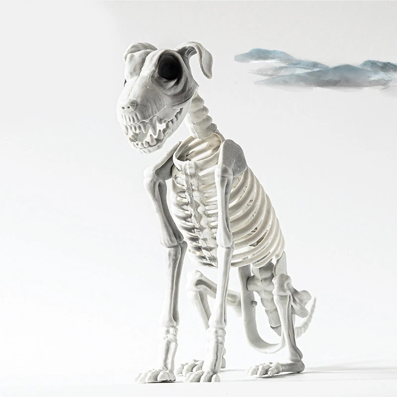 Realistic Halloween Skeleton Dog Scary Sitting Statue Animal Skull