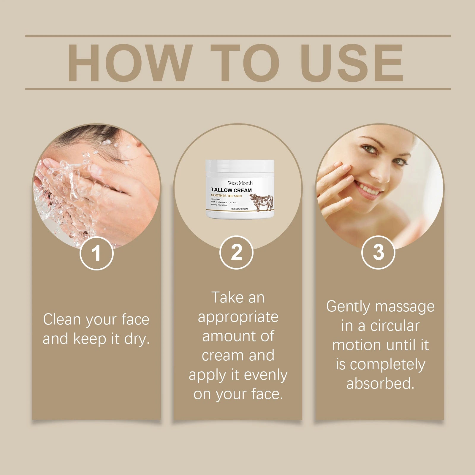 Tallow Face Cream Fade Fine Lines Lifting Firming Hydrating Smoothing Zpaxo