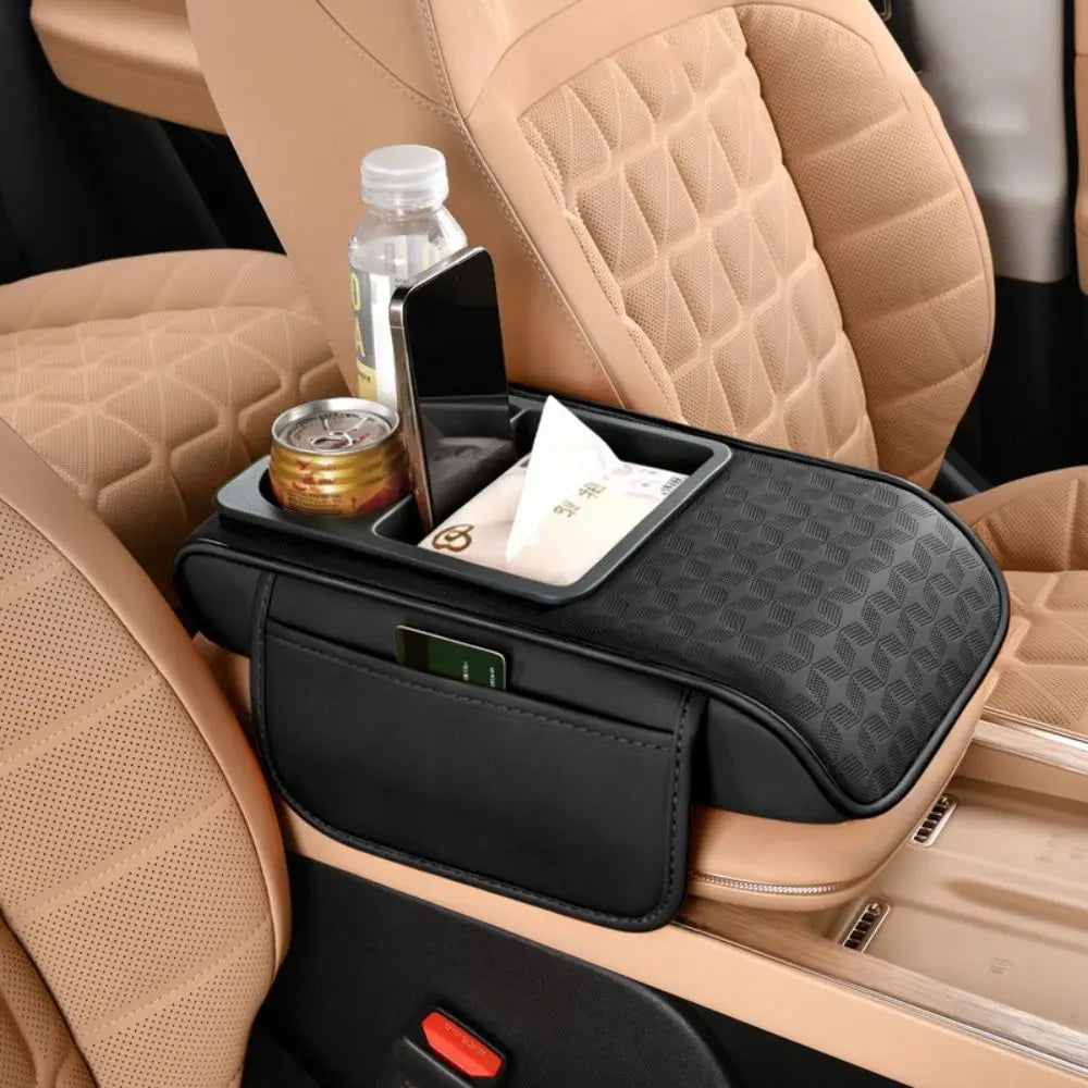 Multifunctional Center Console Armrest Cushion Heightened Cup Holders Zpaxo