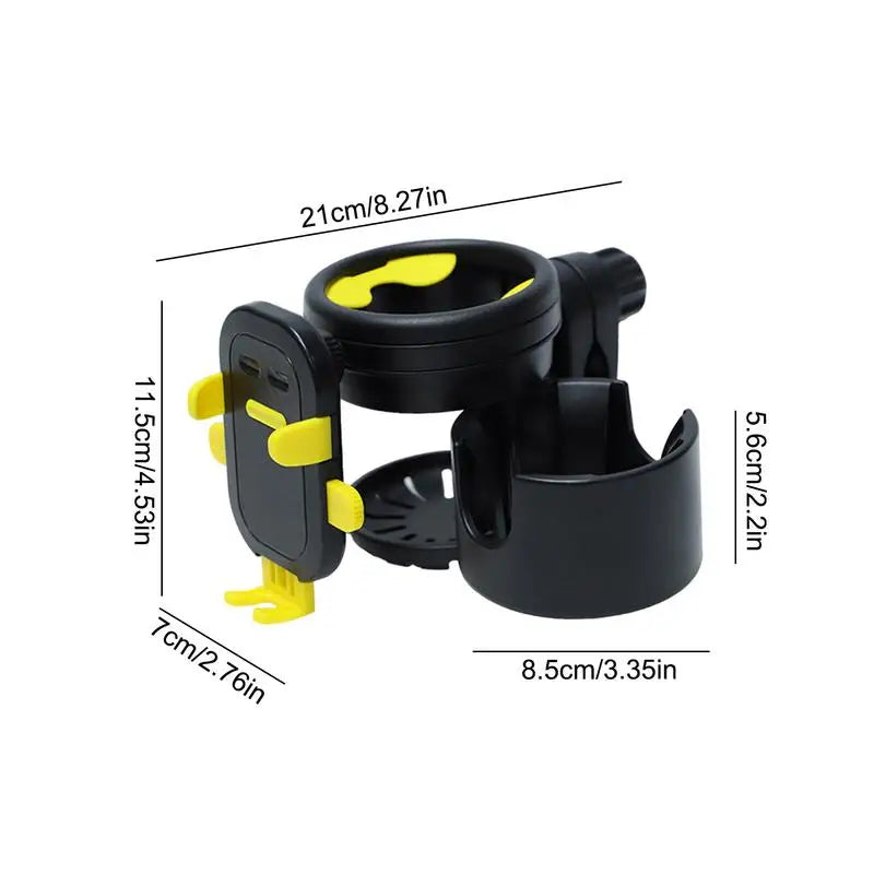 Cup Holder For Walker 360 Rotation Shockproof Bike Cup Holder Space-Saving Lightweight Stroller Accessories For Wheelchair Golf Zpaxo