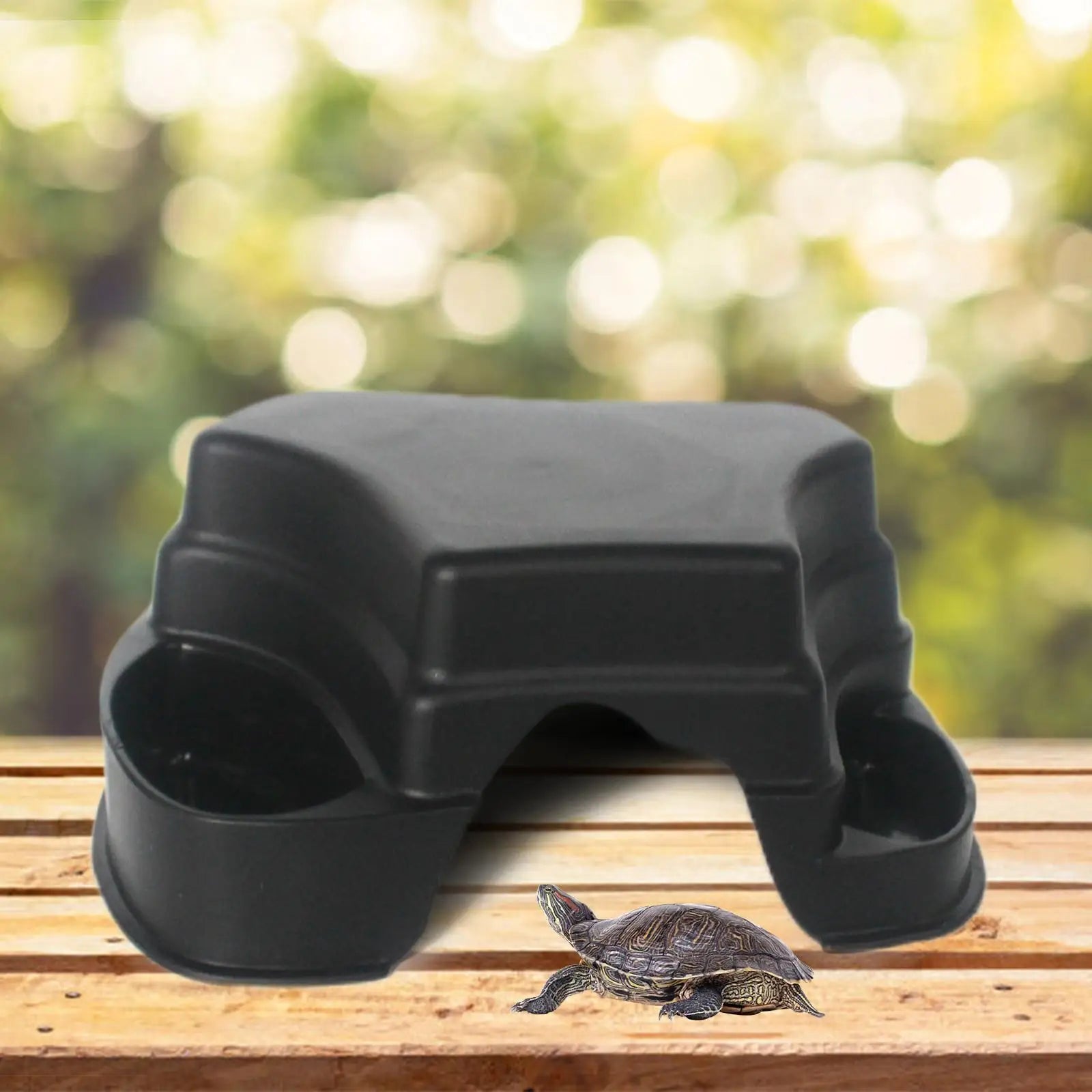 Plastic Reptile Hideout Cave Box Basin Shelter House Hiding Ornament Zpaxo black