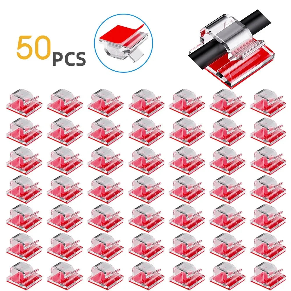 50-Pack Cable Organizer Clips – Wall Mount Cord Holder & Winder Cable Organizer Clips Zpaxo 50PCS Transparent