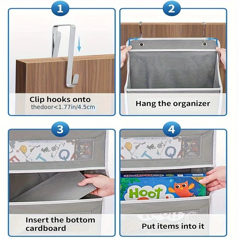 5/4/2-Shelf Hanging Storage Organizer - Behind Door, Anti-Tilt, 5 Large Capacity Pockets, Suitable for Bedroom, Bathroom Zpaxo