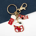 Creative Children Lucky Cat Bag Pendent Maneki Neko Car Key Ring Women Key Chain Carp Streamer Japanese Style Pendant Zpaxo red-B