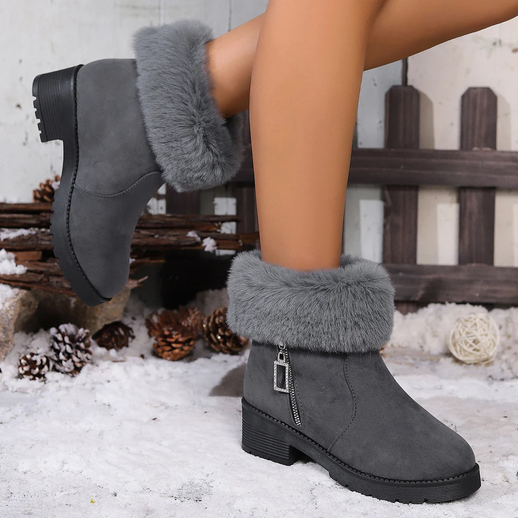 2025 New Women Ankle Boots Winter Keep Warm Snow Boots Women Fur Comfort Platform Cotton Shoes for Women Outdoor Designer Shoes Zpaxo
