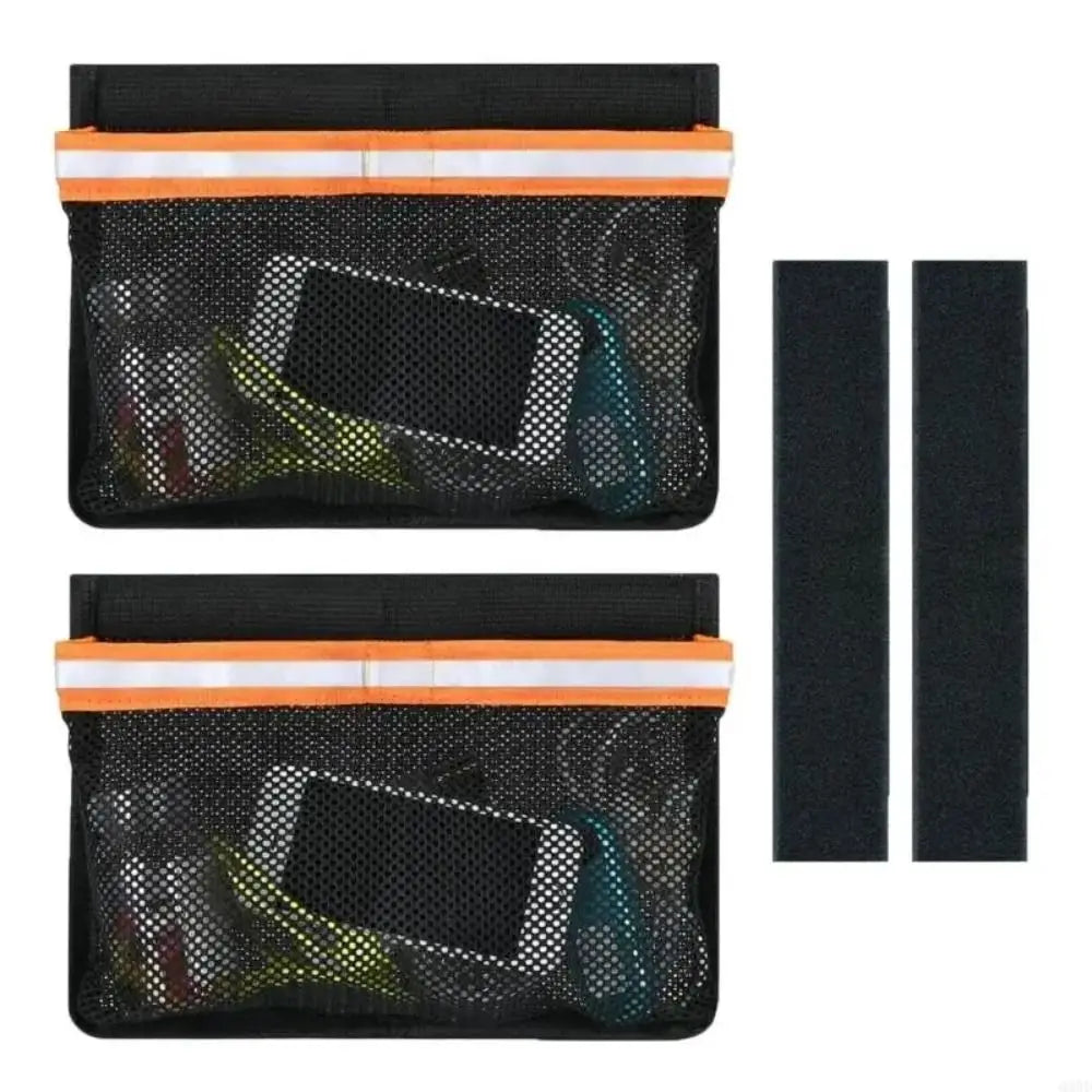 Portable Boat Storage Mesh Bag Removable Easy to Install Marine Organizers with Reflective Strips Multi-Purpose Zpaxo