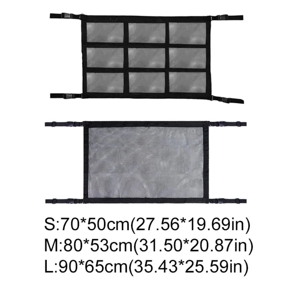 Double Layer Car Ceiling Storage Net Large Capacity Space-saving Car Ceiling Mesh Pouch Black Zippered Car Roof Storage Mesh Bag Zpaxo