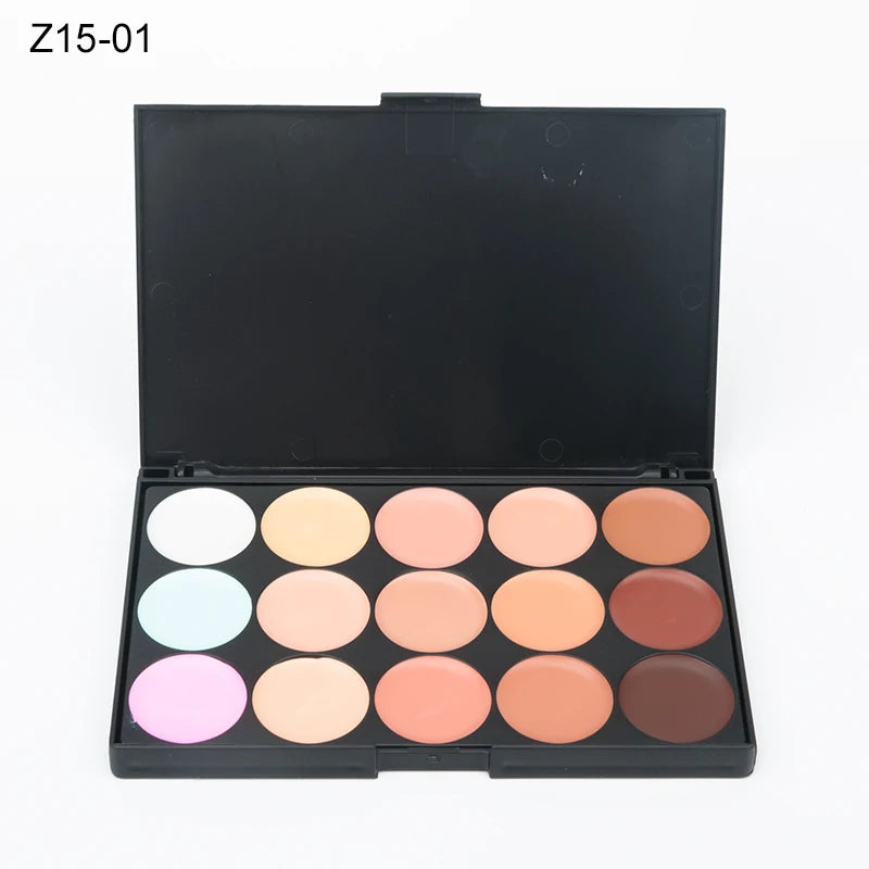 15 Colors Face Concealer Cream Contour Palette,Moisture Cream Makeup Foundation Full Coverage Foundation Covering Perfect Makeup Zpaxo Z15-01