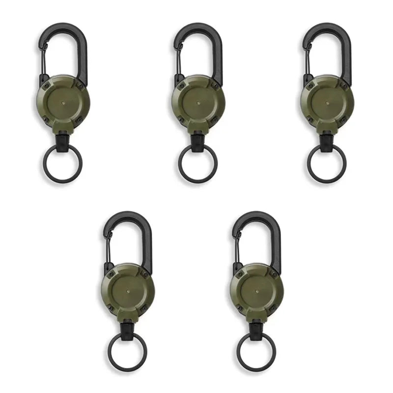 Retractable Keychain Carabiner Clip – Anti-Theft Elastic Key Ring Retractable Keychain Zpaxo Green 5pcs