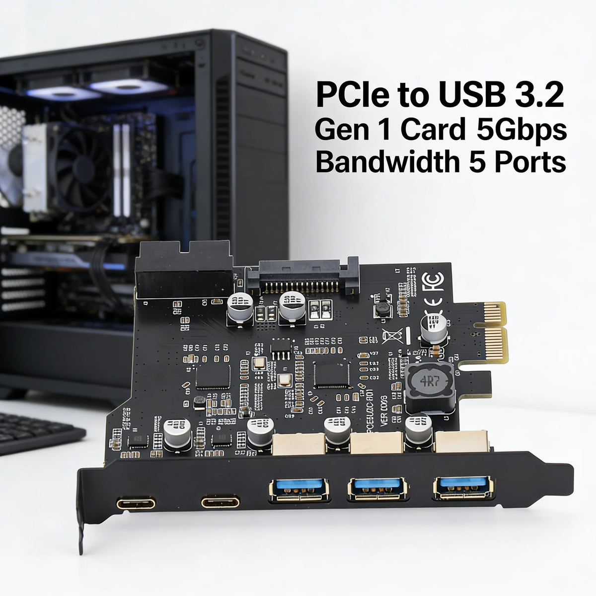 PCIe USB 3 2 Card C Easy Installation Expansion 5 Port Desktop Windows Zpaxo