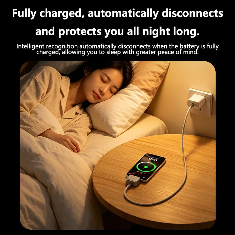 140W USB C Auto Disconnect Charger Adapter For Safe Overnight Charging Smart Auto Stop Charging Full Charge Self-Cut Zpaxo