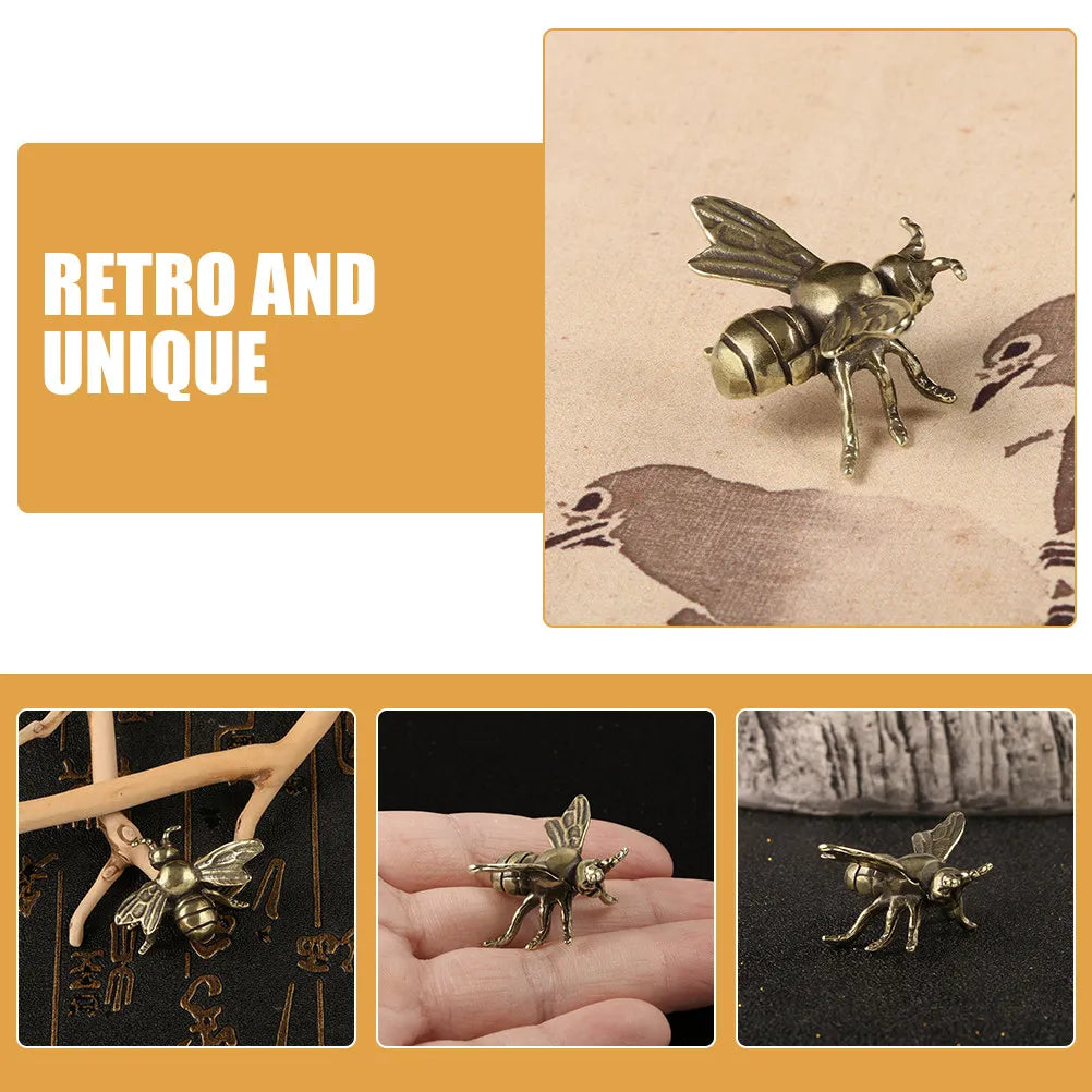 Brass Bee Statue Delicate Portable Desktop Decoration Creative Retro