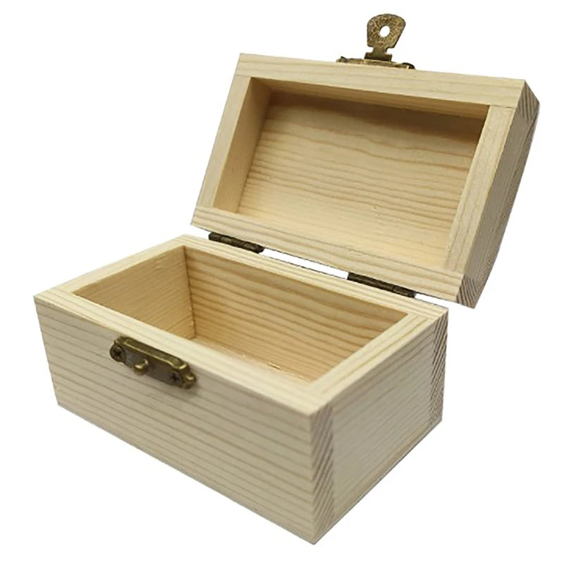 Blank Square Shape Unfinished Wooden Jewelry Box Kid DIY Craft Zpaxo