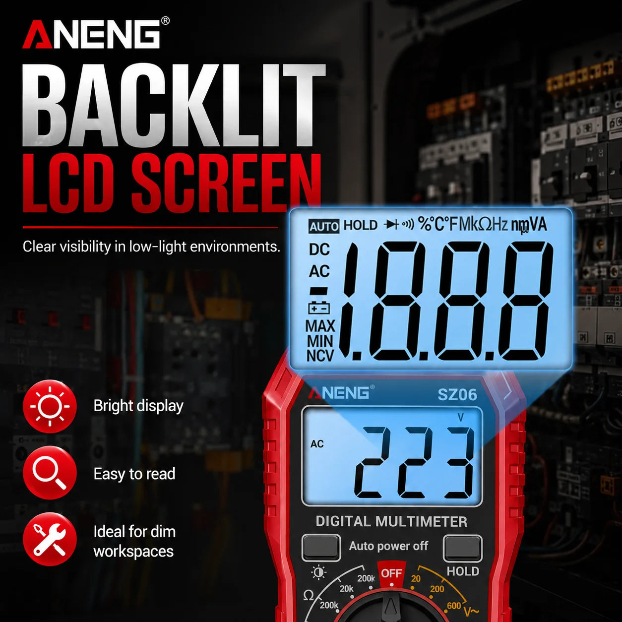 ANENG SZ06 Multimeter 2000 Diode Counts Digital AC DC Voltage Current