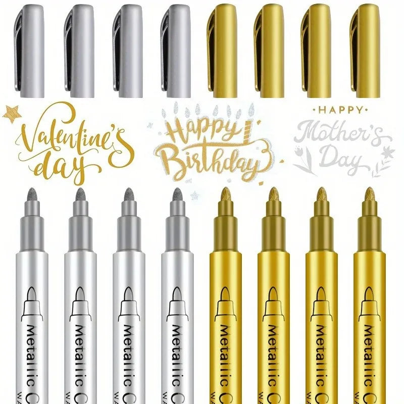 Metallic Soft Tip Pens Waterproof Paint Marker Craft Invitation