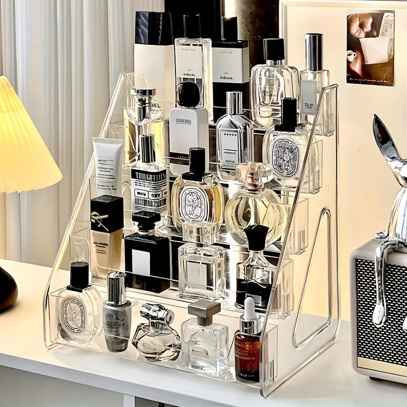 Elegant Acrylic Perfume Cosmetic Organizer Multi-layer Clear Display