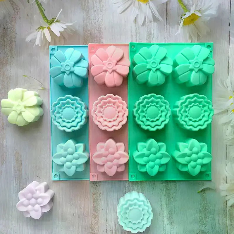 6 Cavity Flowers Silicone Mold DIY Handmade Fondant Cake Baking Chocolate Sugar Cake Tool Resin Polymer Clay Making Mould Zpaxo