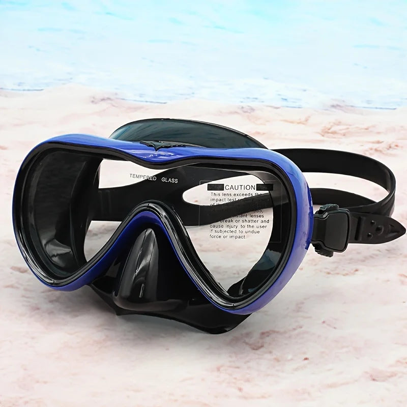 Adult Snorkel Mask, HD Tempered Glass Lens, Liquid Silicone Skirt,Large Frame Waterproof for Beach Swimming Snorkeling Equipment Zpaxo QSJ-blackblue-C