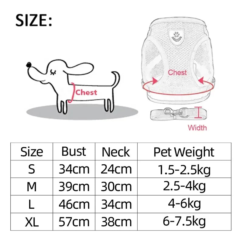 Cat Harness Vest Walking Lead Leash For Puppy Dogs Collar Polyester Adjustable Mesh Dog Harness For Small Medium Pet Accessories Zpaxo