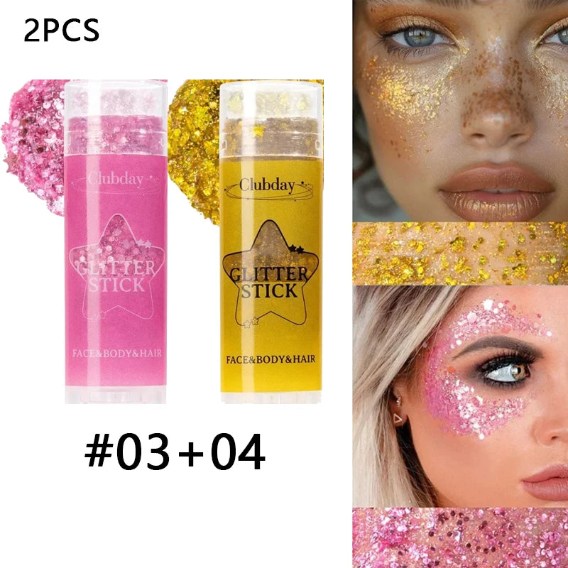 Sparkling Sequins Glitter Gel Stick Highgloss Shine Pearl White Pink