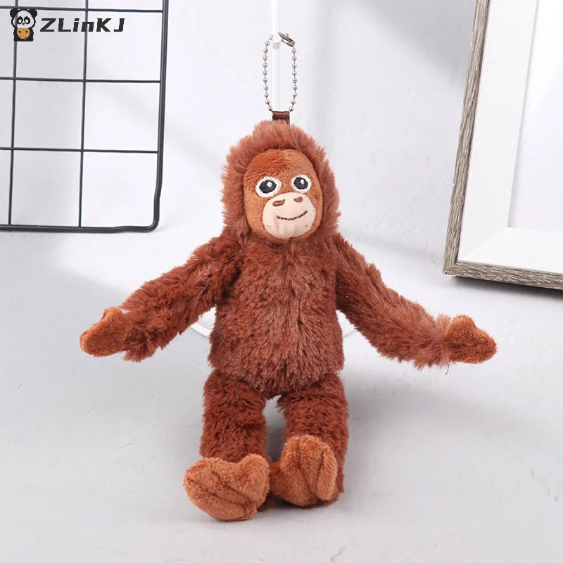 ▶1Pc Cartoon Gorilla Plush Toy Chimpanzees Monkey Pendant Soft Stuffed Doll Keychain Backpack Car Bag Key Ring Zpaxo