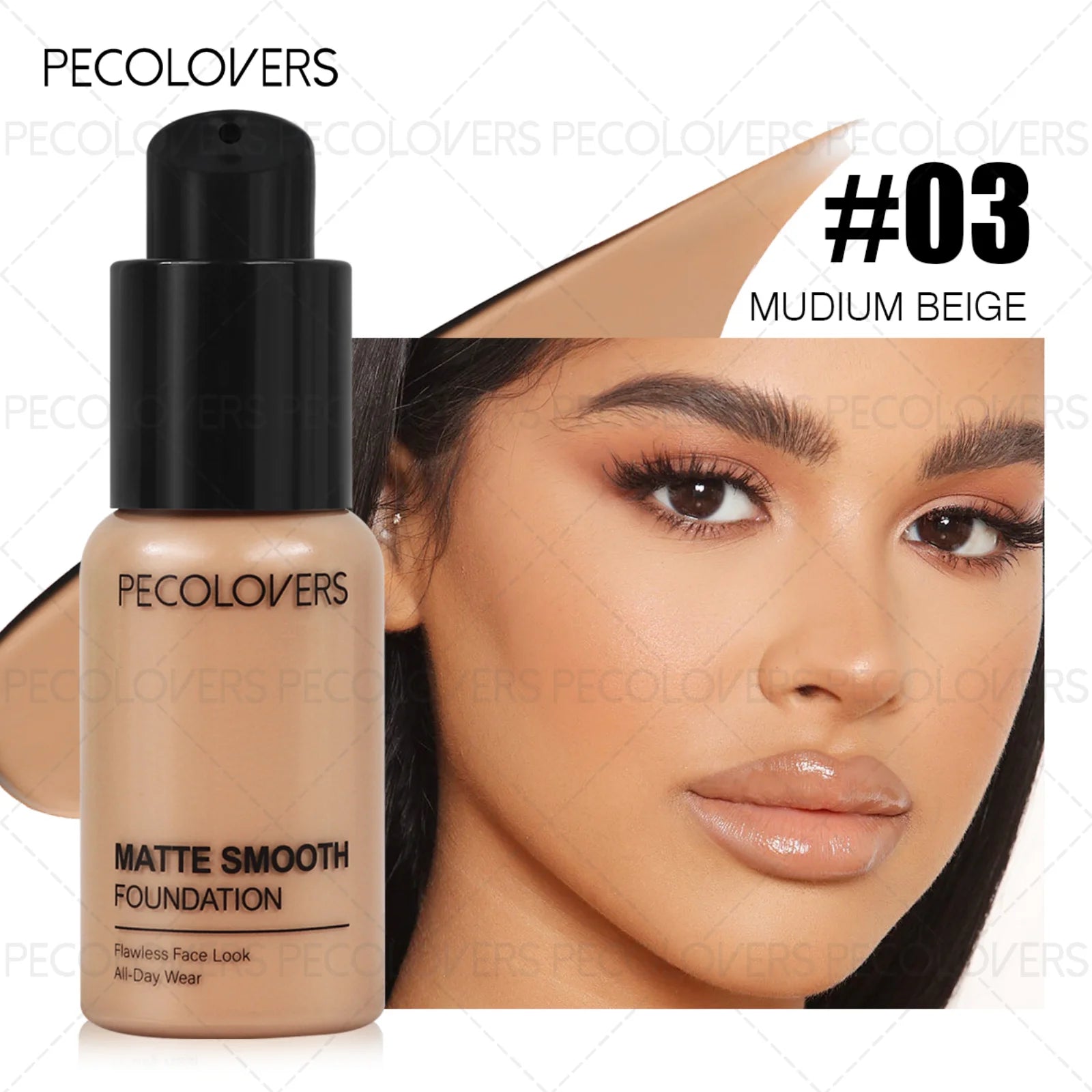 1PC Flawless Liquid Foundation - Full Coverage, Matte, Waterproof, Conceals Blemishes, Multiple Shades Zpaxo 03