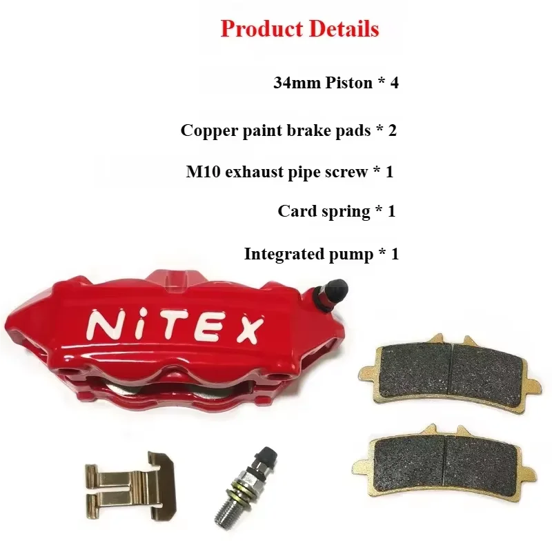 4-Piston Aluminum Disc Brake Caliper 100mm Motorcycle Upgrade