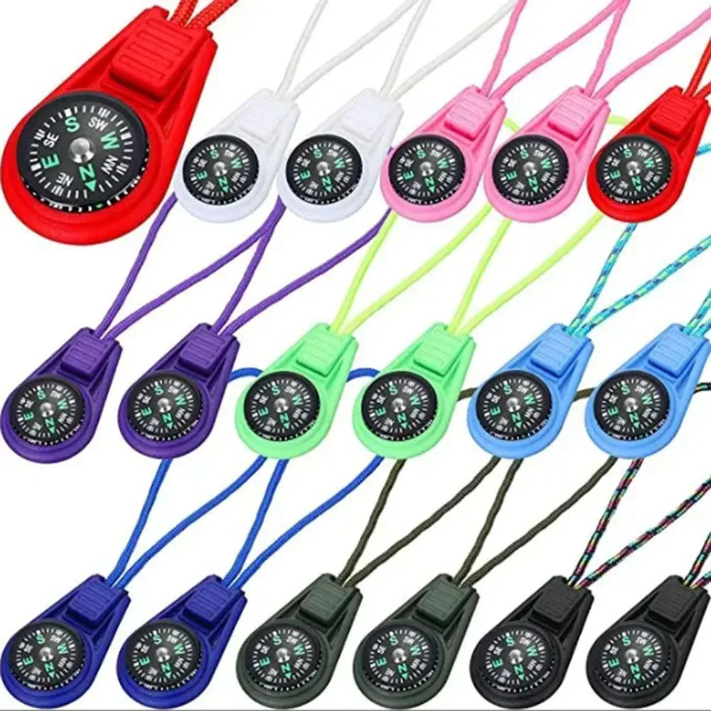 Colorful Survival Keychain Zipper Pull Mini Compass Outdoor Backpack Zpaxo