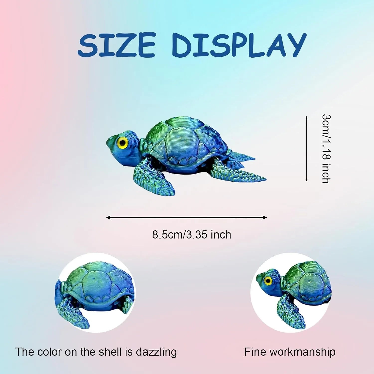 3D Printed Turtle Animals Flexible Adults Home Office Decor Stocking