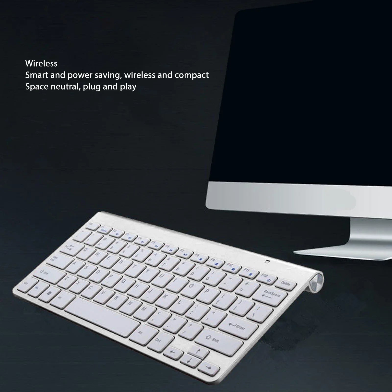 Wireless Keyboard Mouse Slim Key Combo Portable Beautiful Power Zpaxo