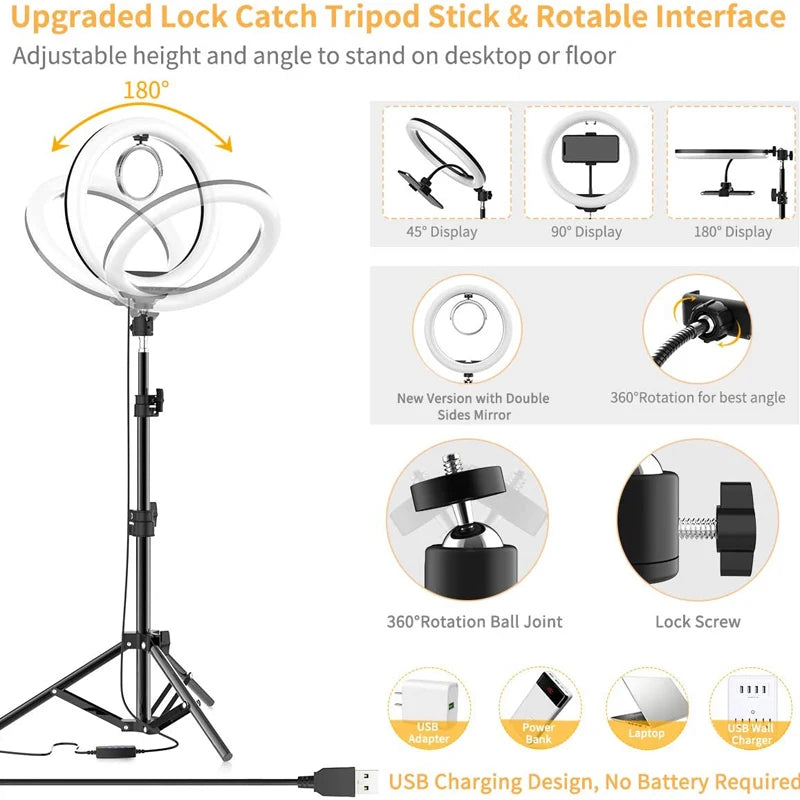 Selfie Ring Lamp Led Light Not Tripod Phone Video Photography
