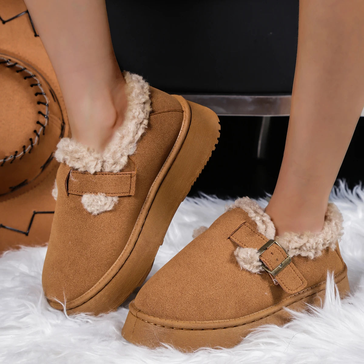 Women Ankle Boots 2025 New Comfortable Leisure Shoes Round Toe Platform Cotton Shoes Women Thick Bottom Plush Casual Snow Boots Zpaxo YELLOW 38