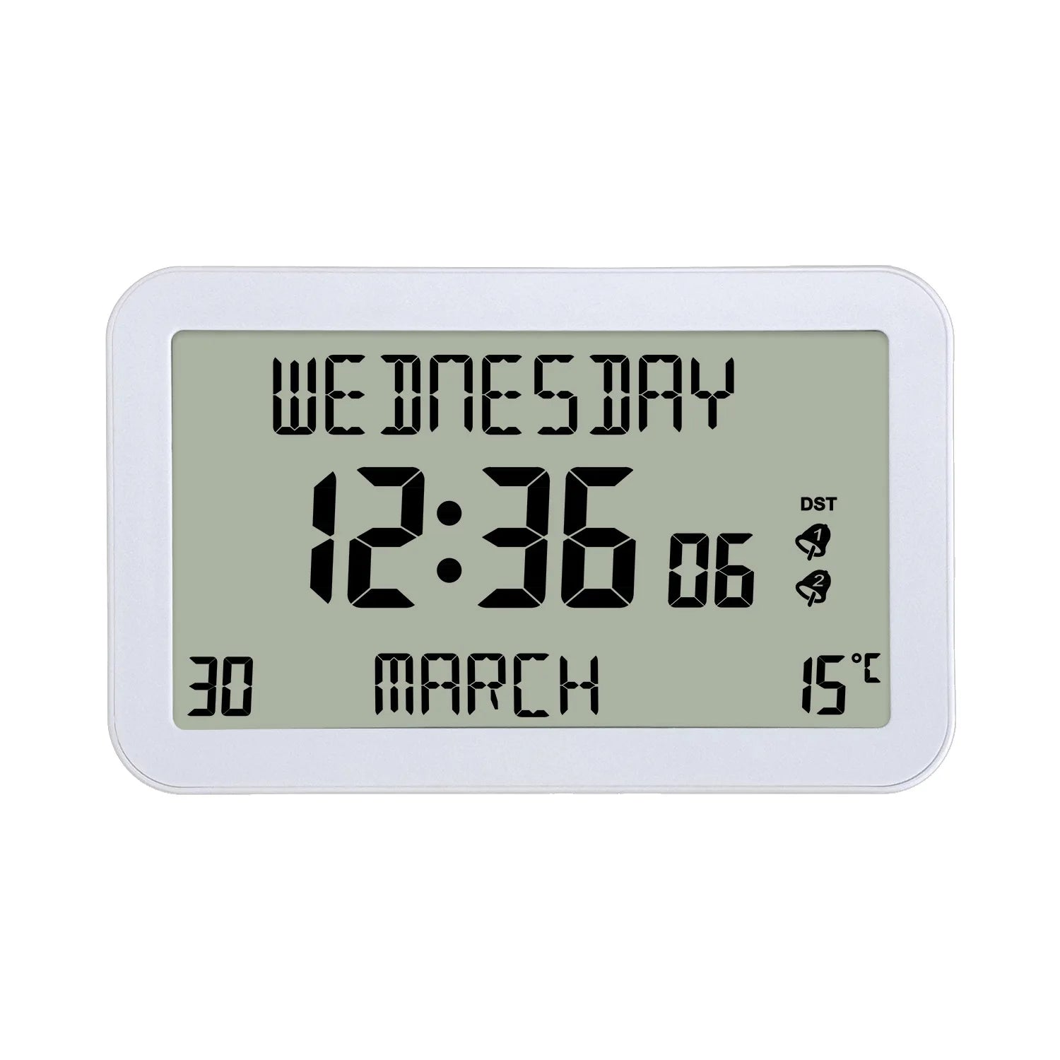 LCD Digital Alarm Clock – Date, Temp & Multi-Alarm Display