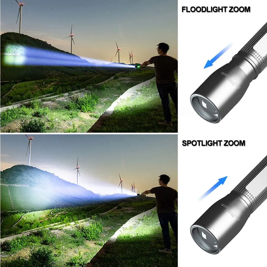 POCKETMAN 3800 Lumen Zoomable Tactical LED Flashlight 5 Modes