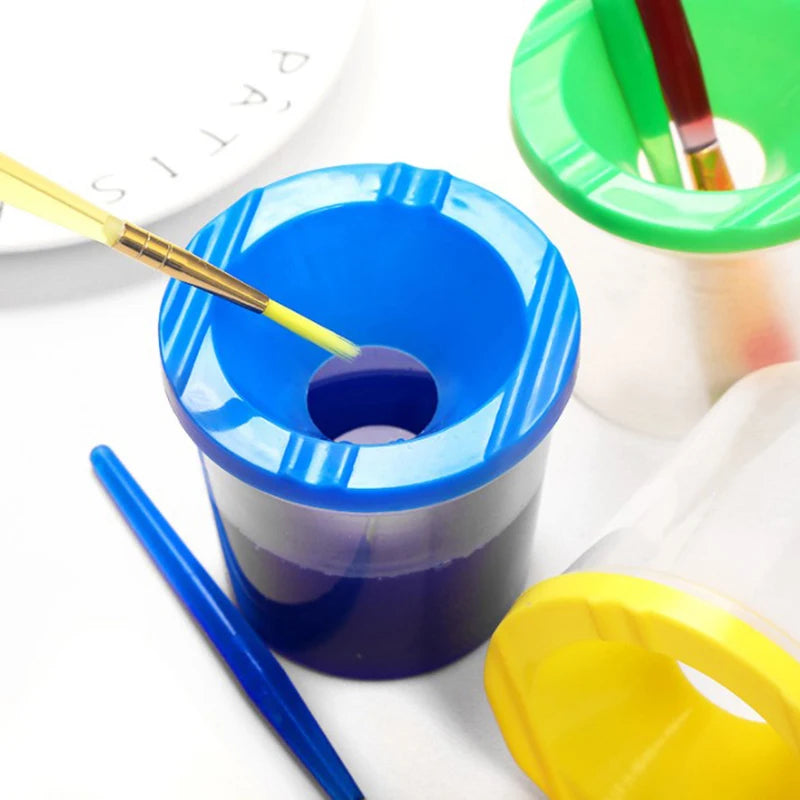 Painted Art Pen Washing Cup Plastic Transparent Multifunctional Pen Washing Bucket Watercolor Paint Painting Pen Washing Cup Zpaxo