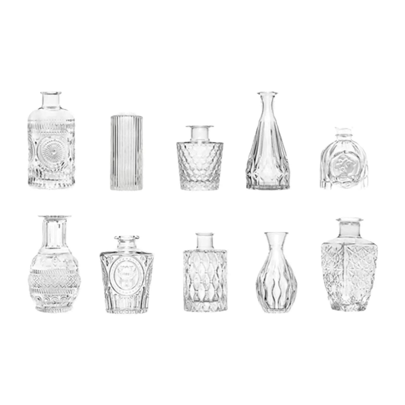 10Pcs Glass Bud Vases Cute Mini Flower Vases Centerpieces Fashion Home Decor Zpaxo Transparent
