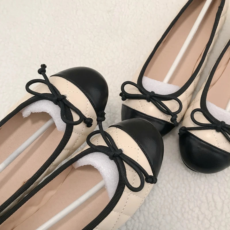 Ballet Shoes Flats Shoes Women's New Embroidery Colored Bow Knot Light Mouth Spring and Autumn Flat Shoes Ladies Zpaxo