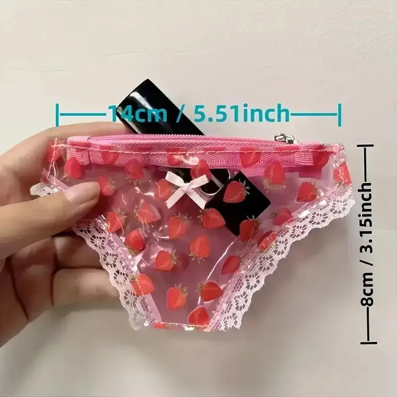 Cute Lace Coin Purse PVC Panties-Shaped Mini Storage Bag With Zipper Strawberry Makeup Bag Great Party Gift Birthday Present Zpaxo