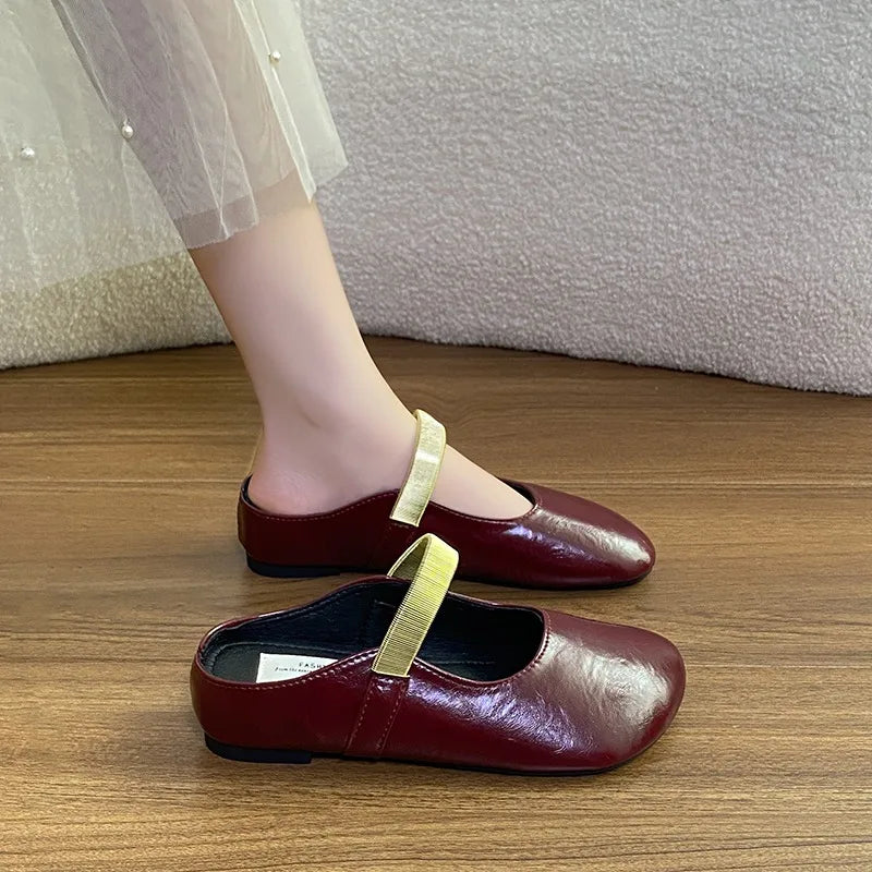 Women's Solid Vintage Comfortable Mid Heel Slippers Women Square Zpaxo Red 40