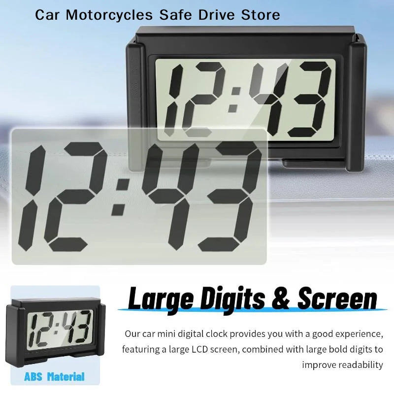 CMCar Dashboard Self-adhesive Mini Clocks Car Clock Digital Large