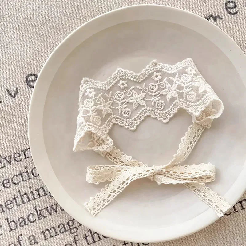 Korean Lace Headband Baby White Flower Embroidered Hair Band Sweet Zpaxo B