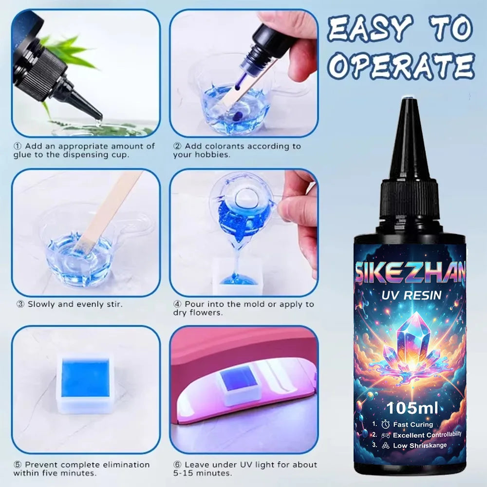 105g UV Resin Hard Type - Crystal Clear, Fast Curing UV Glue for DIY Jewelry Making, Craft Decoration, Casting & Molds. Zpaxo