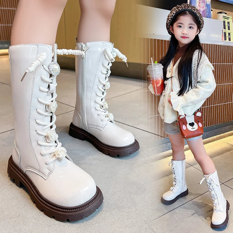 Fashion Children Long Boots Girls Patent Leather Princess Knight Zpaxo