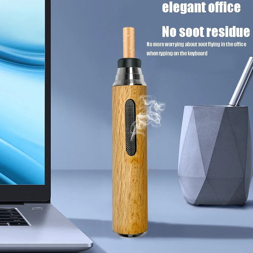 Portable Car Ashtray Mini Car Ashtray Anti Soot-flying Cigarette Cover Anti-ash Luxury Wood Cigarette Holder for Smoking Gift Zpaxo