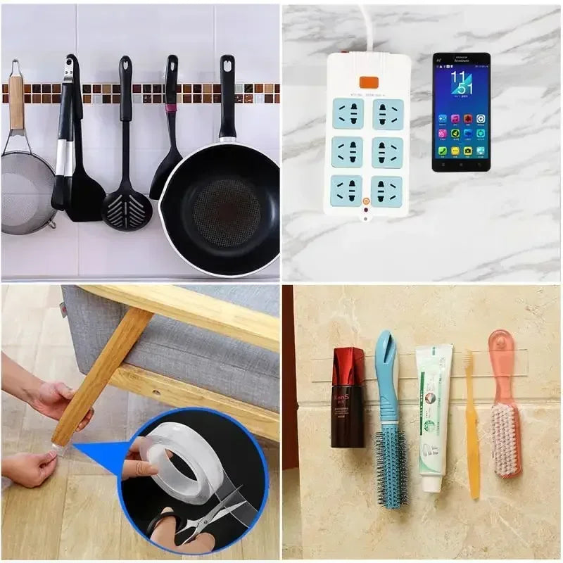 Ultra-Strong Nano Double-Sided Tape Thick Transparent Waterproof High Viscosity Multipurpose Reusable Gel Grip Tape Zpaxo