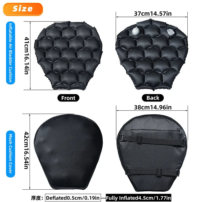 Motorcycle Air Gel Seat Cushion – 3D Honeycomb Anti-Slip Pad