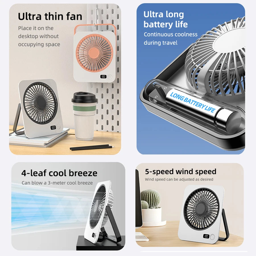 Ultra Thin Silent USB Desk Fan Powerful Portable Mini Low Noise Zpaxo