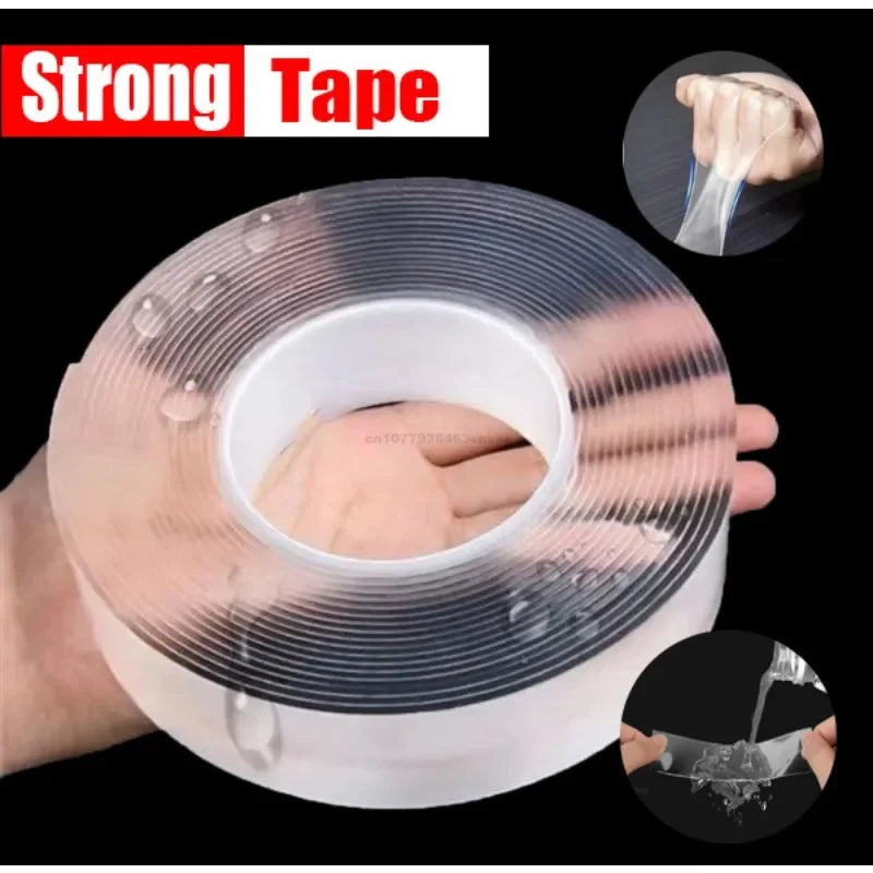 Nano Tape Super Strong Double-Sided Adhesive Tape Transparent Reusable Waterproof Tapes Heat Resistance Bathroom Home Decoration Zpaxo