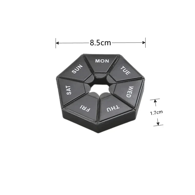 7-Day Round Pill Organizer – Mini Portable Weekly Pill Box